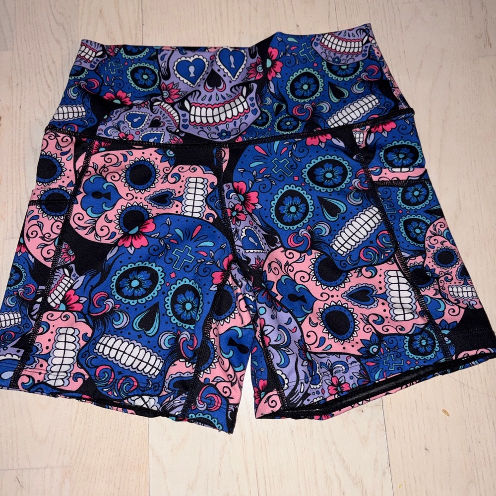 Constantly Varied Gear Blue and Pink Skull Print Women's Athletic Shorts